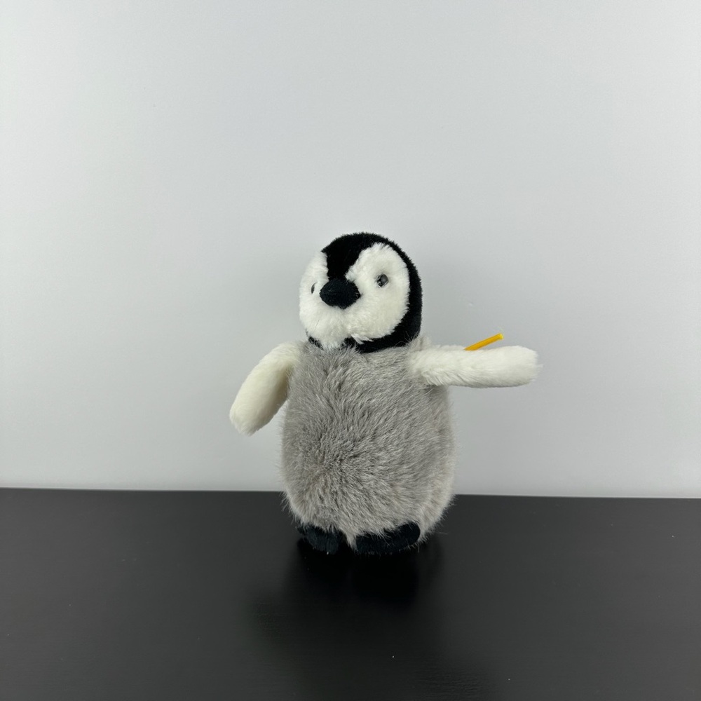 Steiff Flaps Baby Penguin 6” German Gray White Black Plush Stuffed Animal